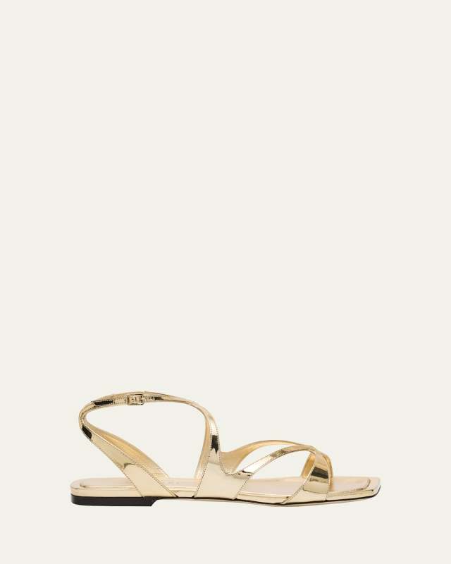 Ayla Metallic Leather Ankle-Strap Sandals